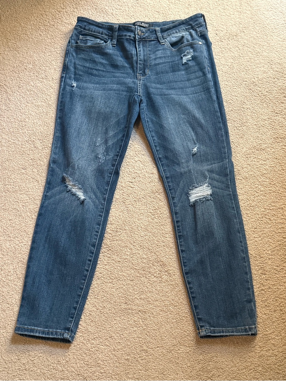 Judy Blue Distressed Skinny Tapered Ankle Jeans, Size 30